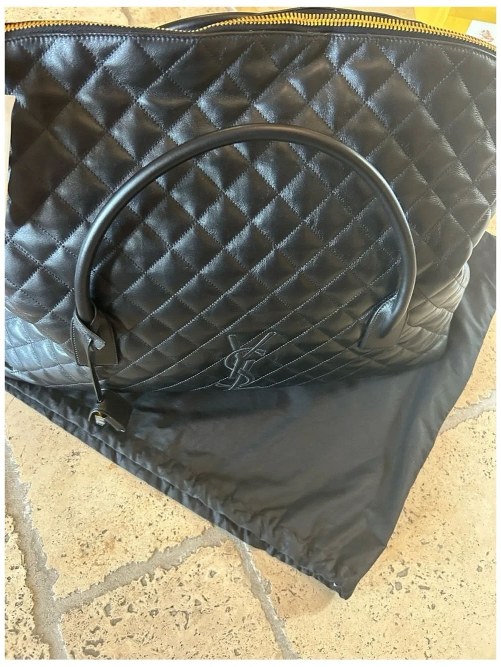 Saint Laurent YSL monogram ES giant Black Quilted Leather travel bag made Italy